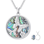 Sterling Silver Abalone Shell Butterfly Photo Locket Necklace
