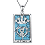 Sterling Silver Turquoise Empress The Lovers  The Moon Wheel Of Fortune The Sun Tarot Card Pendant Necklace