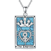 Sterling Silver Turquoise Empress The Lovers  The Moon Wheel Of Fortune The Sun Tarot Card Pendant Necklace
