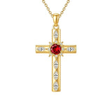 14K Gold Plated Birthstone Infinity  Cross Pendant NecklaceJewelry for Women