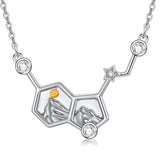 Mountain Necklace 925 Sterling Silver Mustard Seed Necklace Serotonin Pendant Happiness Hormone Serotonin Molecule
