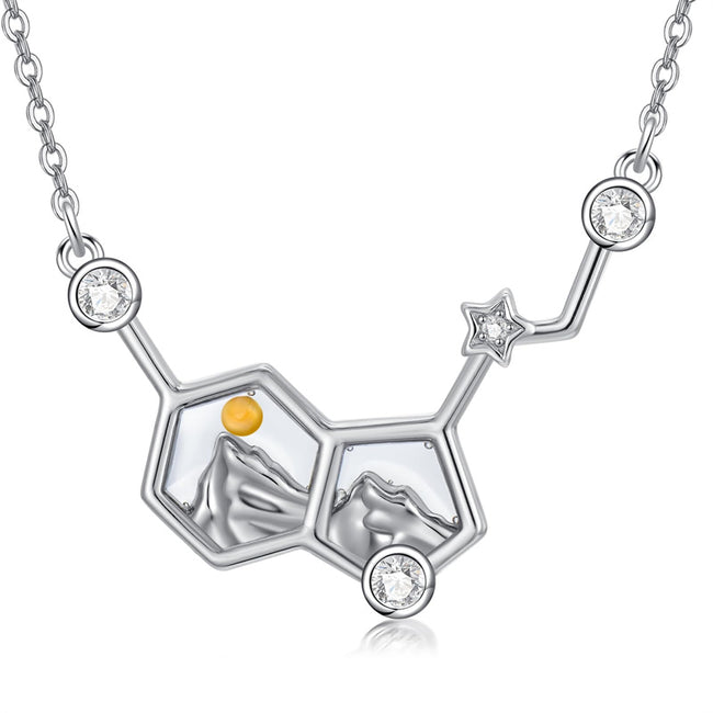 Mountain Necklace 925 Sterling Silver Mustard Seed Necklace Serotonin Pendant Happiness Hormone Serotonin Molecule