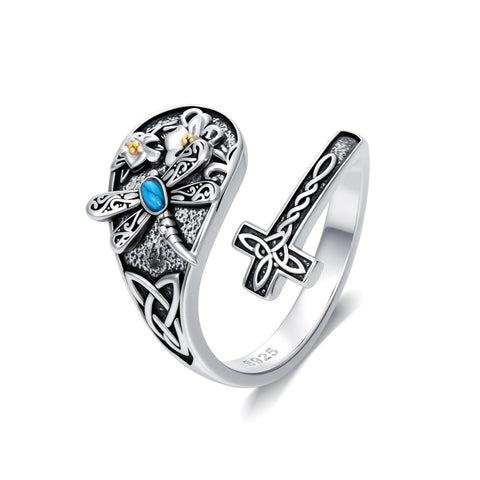 Sterling Silver Turquoise Hummingbird Butterfly Sunflower Adjustable Spoon Ring