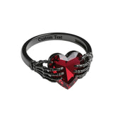 Sterling Silver Personalized Birthstone Punk Skull Bat Snake Ring Goth Jewelry for Halloween Birthday