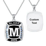 Sterling Silver Personalized Initial High School College University Pendant Necklace Graduation Gift