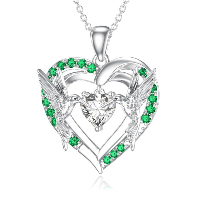 Sterling Silver Heart Dragonfly Hummingbird Pendant Necklace Jewelry Gifts for Christmas Anniversary