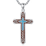 14K Gold Plated Turquoise Cross Pendant Necklace