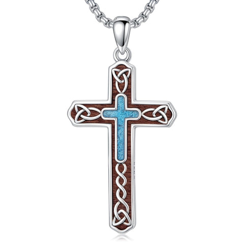 14K Gold Plated Turquoise Cross Pendant Necklace