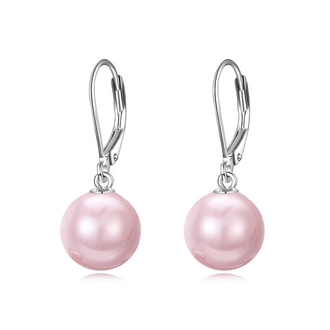 925 Sterling Silver Pearl Leverback Earrings Dangle Drop Jewelry Gifts for Women and Girls