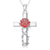 Sterling Silver Lion Semicolon Rose Sunflower Cross Pendant Religious Necklace
