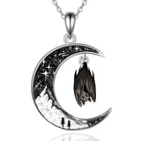 Crescent Moon 2 Cat Bat Black Cat Bunny Fox Highland Cow Horse Pendant Necklace Mother's Day Gift