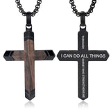 14K Gold  Plated Wooden Cross Crucifix Pendant Necklace for Men