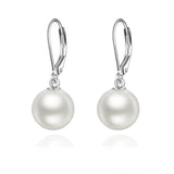 925 Sterling Silver Pearl Leverback Earrings Dangle Drop Jewelry Gifts for Women and Girls
