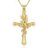 14K Gold Plated Cross Pendant Necklace Faith Jewelry Gift for Women