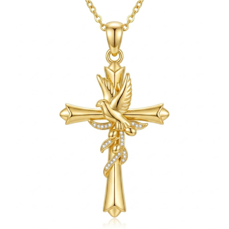 14K Gold Plated Cross Pendant Necklace Faith Jewelry Gift for Women