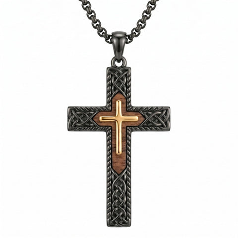 14K Gold Plated Wooden Pendant Necklace Beliefs jewelry