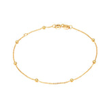 Solid 14K Gold Bracelets for Women, Real Gold Bead Thin Chain Bracelet