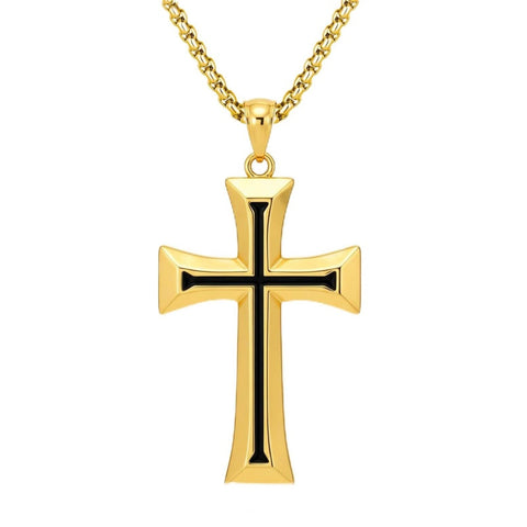 14K Plated Gold Cross Pendant Crucifix Necklace Christian Jewelry Baptism Religious Faith
