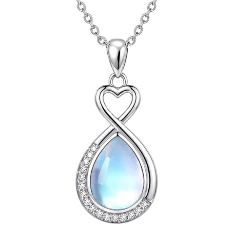 Sterling Silver Teardrop Gemstone Rose Butterfly Infinity Heart Necklace for Women