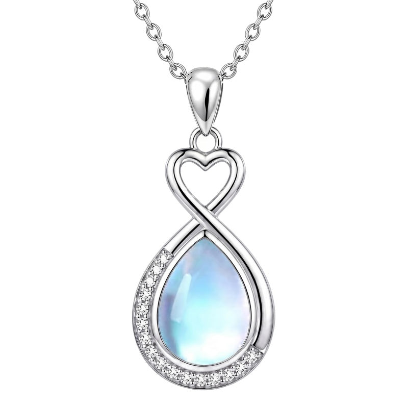 Sterling Silver Teardrop Gemstone Rose Butterfly Infinity Heart Necklace for Women