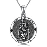 Sterling Silver Amulet Medal  St Sebastian Saint Christopher Viking Deer Pendant Necklace