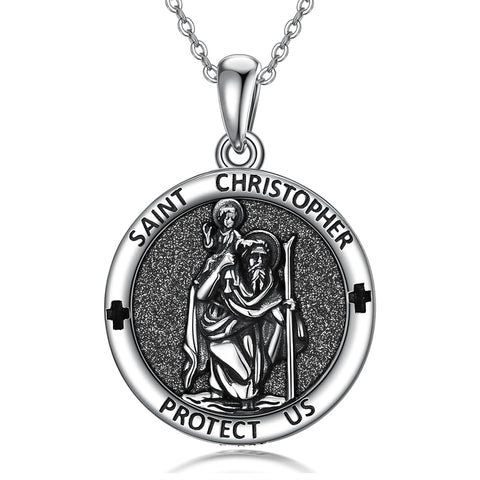 Sterling Silver Amulet Medal  St Sebastian Saint Christopher Viking Deer Pendant Necklace