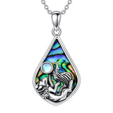Sterling Silver Abalone Shell Moonstone Fox Pendant Necklace