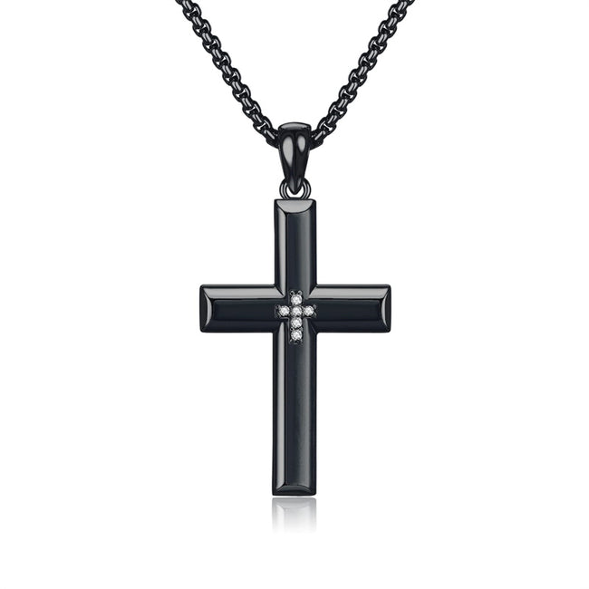 925 Sterling Silver Cross Pendant Necklace for Men Boys with Chain 22+2 inches