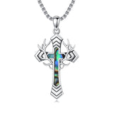 Sterling Silver Wooden Cross Pendant Necklace