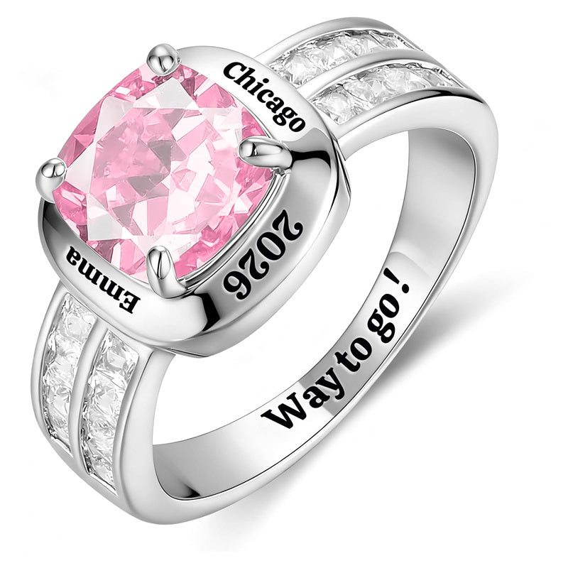 Sterling Silver Personalized Graduation Ring for Class of 2026