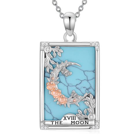 Sterling Silver Turquoise Empress The Lovers  The Moon Wheel Of Fortune The Sun Tarot Card Pendant Necklace