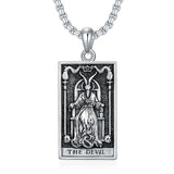 Sterling Silver Amulet Baphomet Protection Pendant Necklace with Engraveds