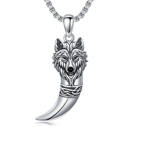 Sterling Silver Viking Dragon Eagle Wolf Animal Pendant Necklace for Men