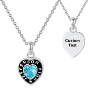 Sterling Silver Personalized Birthstone Engraved Class Pendant Necklace Graduation Gift