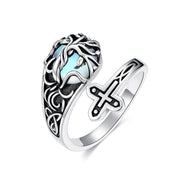 Sterling Silver Vintage Moonstone Turquoise Moss Agate Opal Tree of Life Spoon Rings