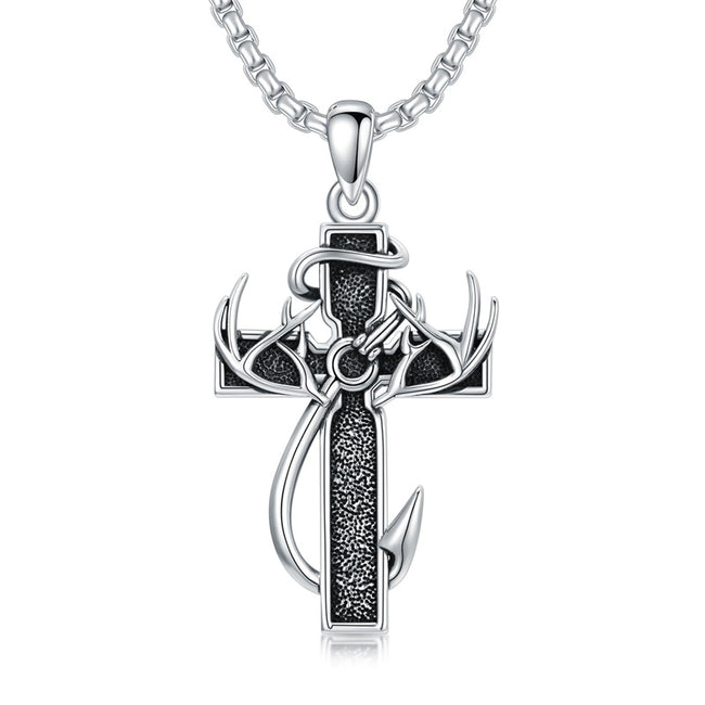 Cross Necklace for Men 925 Sterling Silver Cross  Pendant Jewelry Masonic Gifts for Men Boys