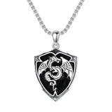 Sterling Silver Viking Dragon Eagle Wolf Animal Pendant Necklace for Men