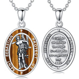 Sterling Silver Saint Christopher St Michael Saint Sebastian Amulet Pendant Necklace