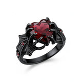 Sterling Silver 10K 14K 18K Gold 2-5CT Heart  Birthstone  Gothic Skeleton Halloween Skull Bat Ring