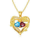 10K 14K 18K Gold Heart Rose Necklace I Love You Forever Heart Jewelry
