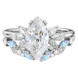 Sterling Silver 10K 14K 18K Gold 1CT-4CT Heart Round Teardrop Oval Moissanite Engagement Rings Set for Women