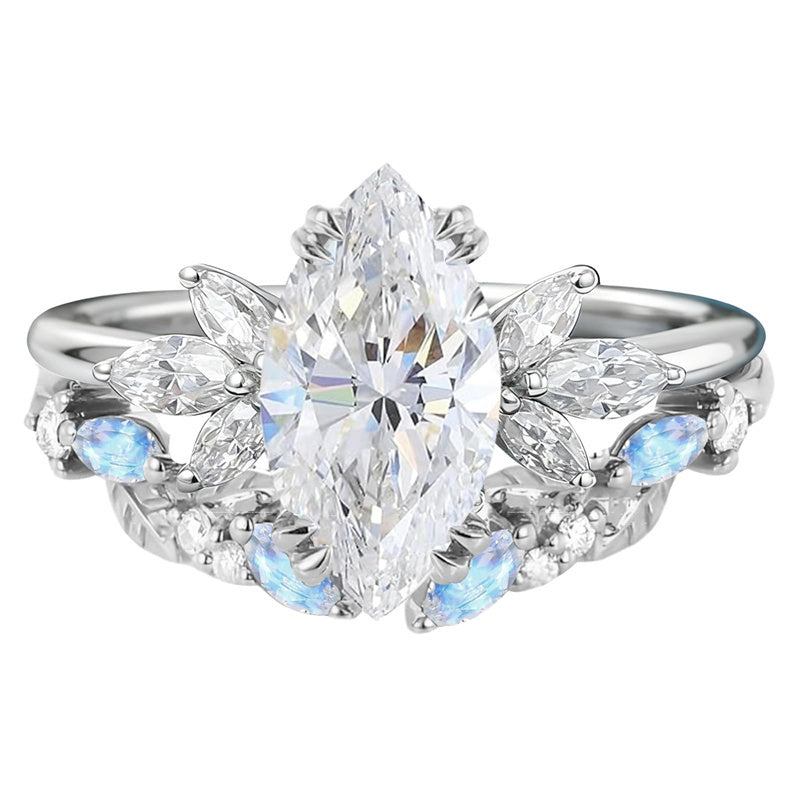 Sterling Silver 10K 14K 18K Gold 1CT-4CT Heart Round Teardrop Oval Moissanite Engagement Rings Set for Women