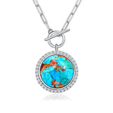 Sterling SilverTurquoise Red Coral Lapis Lazuli Malachite Paperclip Chain Necklace