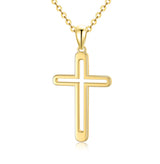 14K Solid Gold Cross Necklace for Women, Real Gold Faith Cross Pendant Religious Jewelry Gift for Her, Wife, Mom 16"-18"