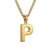 Initial Pendant Necklace 14K Gold Plated with Cuban Chain
