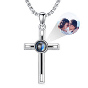 Sterling Silver 100 Languages Personalized Photo Cross Pendant Necklace