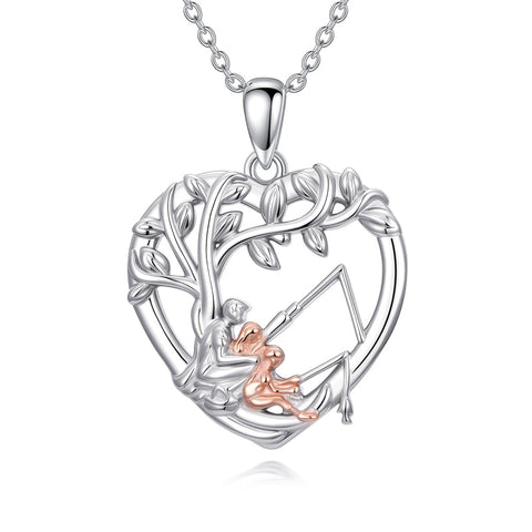 Sterling Silver Tree of Life Father Daughter Sister Pendant Necklace for Women Christmas Gift