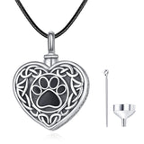 Pet Dog Celtic Urn Necklace Cremation Jewelry for Ashes Sterling Silver Paw Print Necklace Memorial Jewelry