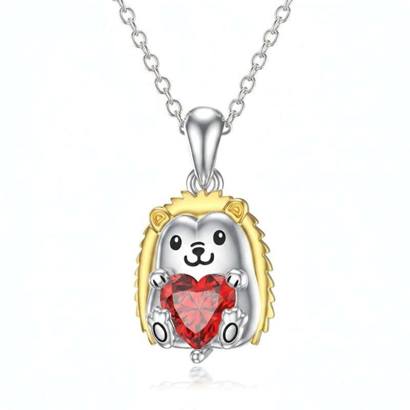 Sterling Silver 12 Month Birthstones Hedgehog Pug Fox Otter Pendant Necklace Gifts for  Birthday, Christmas, Graduation
