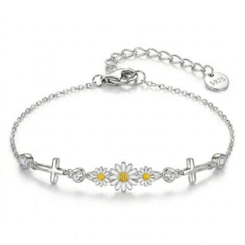 Sterling Silver Dragonfly Butterfly Cardinal Hummingbird Jesus Fish Lotus Daisy Sunflower Rose Faith Cross Bracelet